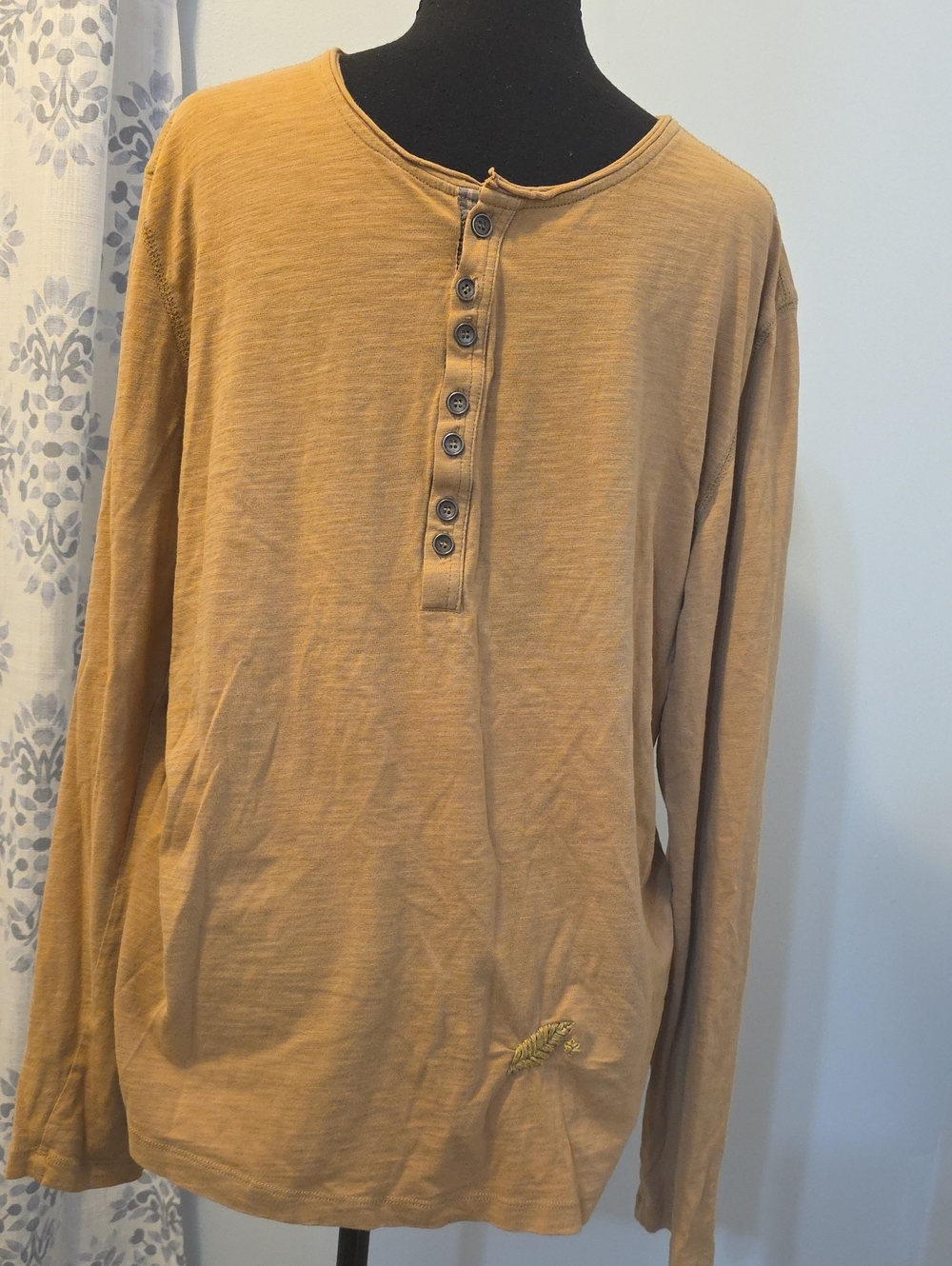 Long Sleeve Henley Shirt - Tan